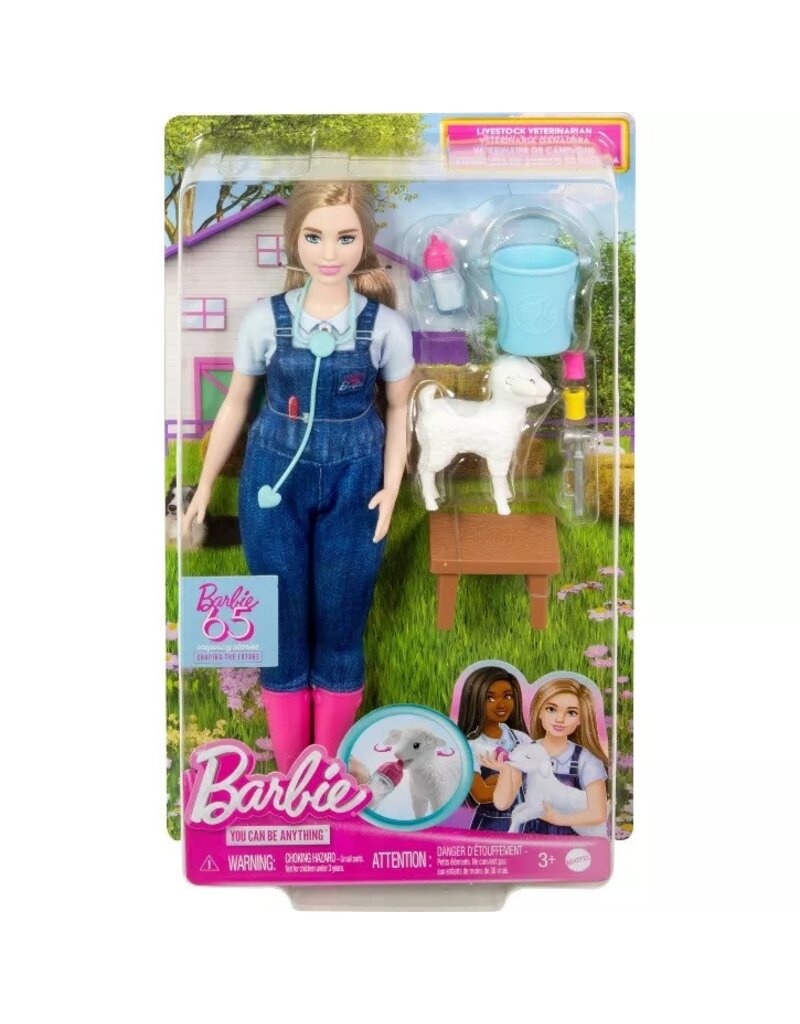 BARBIE MTL HRG41/HRG42 BARBIE65TH ANNIVERSARY CAREERS FARM VET DOLL & LAMB