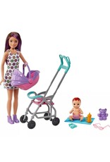 BARBIE MTL GXT34/4B10 BARBIE SKIPPER BABYSITTERS PLAYSET-CURLY BRUNETTE HAIR-BLONDE