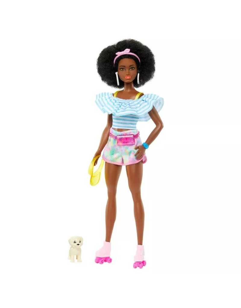 BARBIE MTL HPL75/HPL77 BARBIE DOLL WITH ROLLER SKATES FASHION AND PUPPY BROWN HAIR
