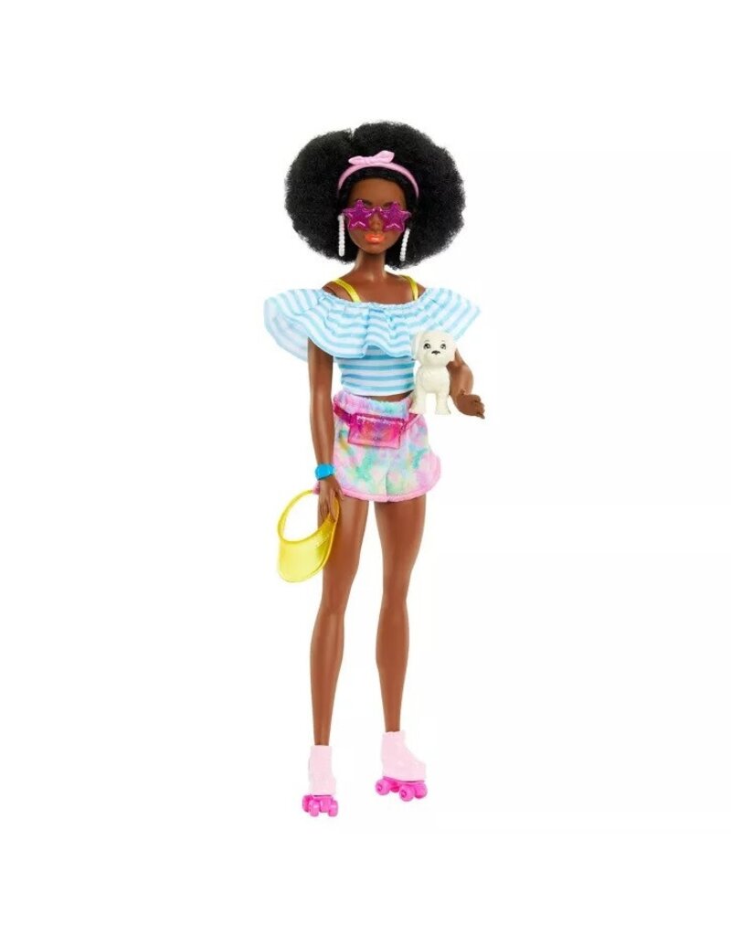 BARBIE MTL HPL75/HPL77 BARBIE DOLL WITH ROLLER SKATES FASHION AND PUPPY BROWN HAIR
