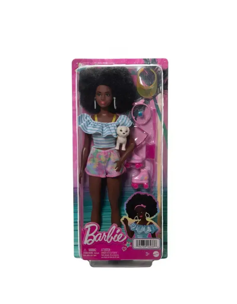 BARBIE MTL HPL75/HPL77 BARBIE DOLL WITH ROLLER SKATES FASHION AND PUPPY BROWN HAIR