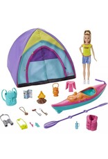 BARBIE MTL GJB58 BARBIETEAM STACIE SUMMER CAMP PLAYSET WITH KAYAK & ACCESSORIES
