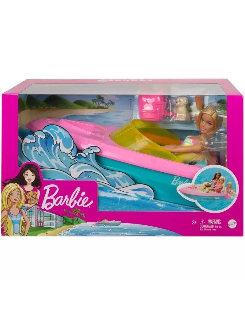 BARBIE MTL GRG30 BARBIE DOLL & TOY BOAT PLAYSET WITH PET PUPPY