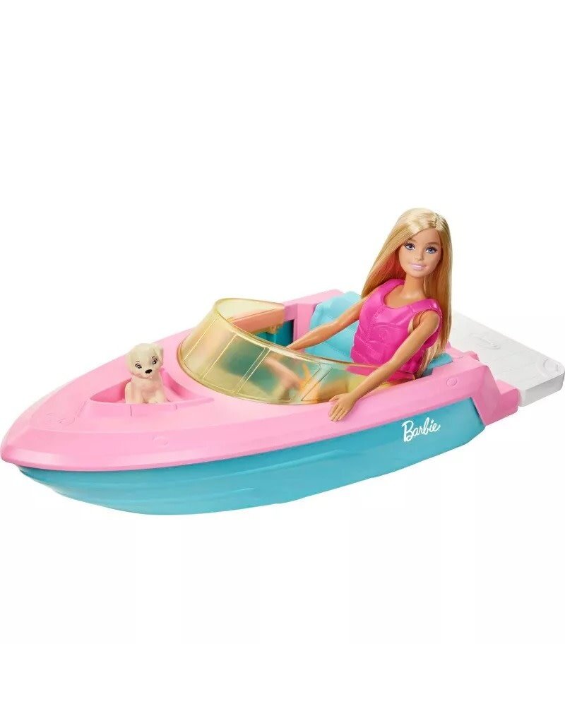 BARBIE MTL GRG30 BARBIE DOLL & TOY BOAT PLAYSET WITH PET PUPPY