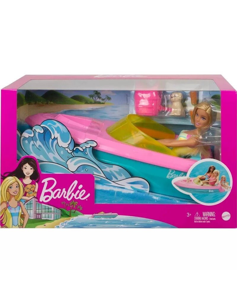 BARBIE MTL GRG30 BARBIE DOLL & TOY BOAT PLAYSET WITH PET PUPPY