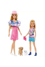 BARBIE MTL HRM09 BARBIE & STACIE SISTER DOLL SET WITH 2 PET DOGS & ACCESSORIES