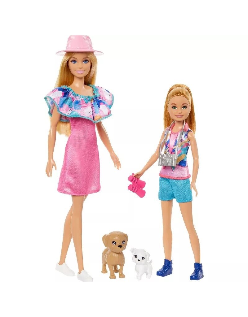 BARBIE MTL HRM09 BARBIE & STACIE SISTER DOLL SET WITH 2 PET DOGS & ACCESSORIES