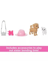 BARBIE MTL HRM09 BARBIE & STACIE SISTER DOLL SET WITH 2 PET DOGS & ACCESSORIES