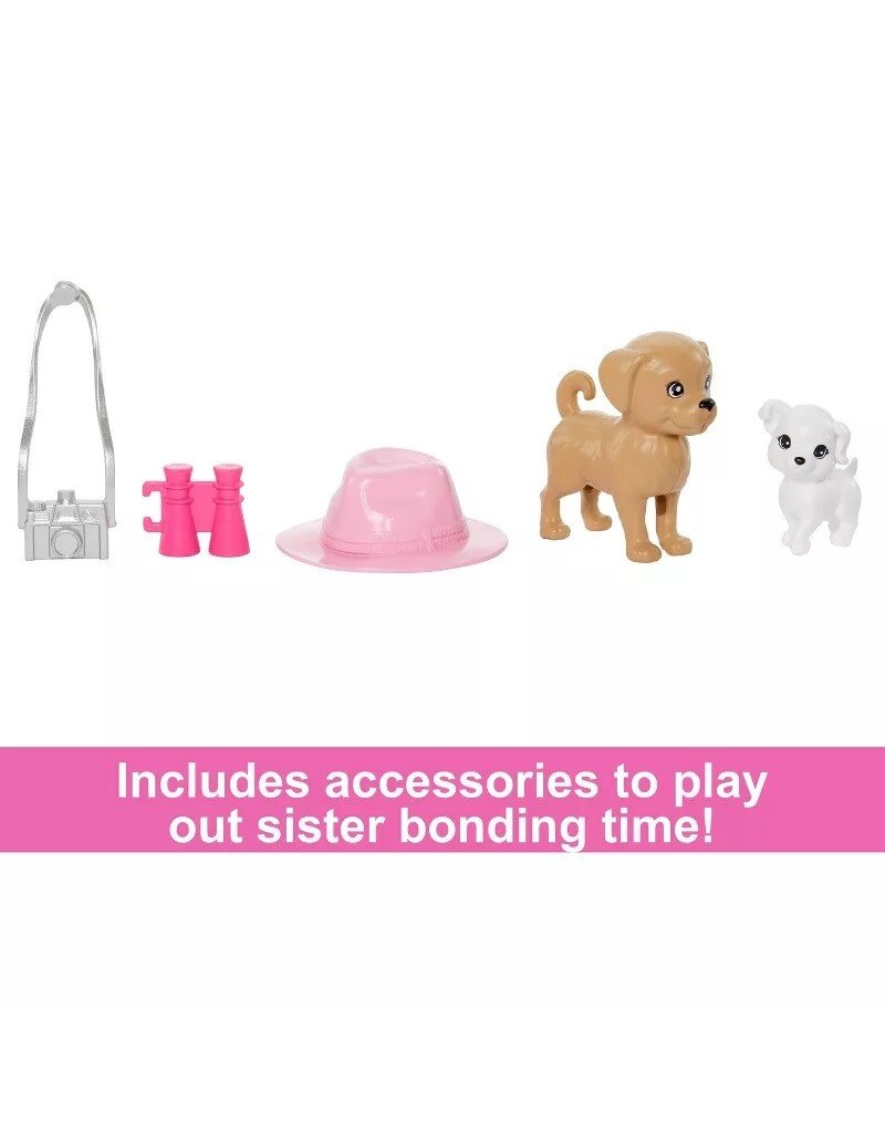 BARBIE MTL HRM09 BARBIE & STACIE SISTER DOLL SET WITH 2 PET DOGS & ACCESSORIES