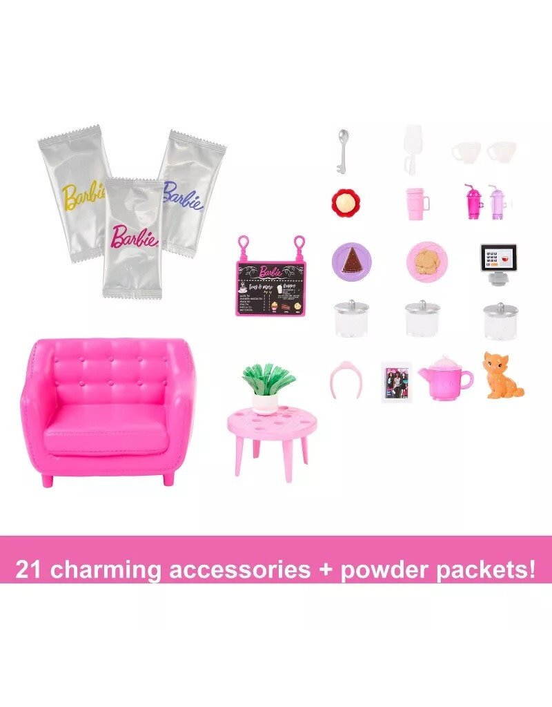 BARBIE MTL HKT94 BARBIE CUTE N COZY CAFE DOLL AND PLAYSET WITH COLOR CHANGE TEAPOT