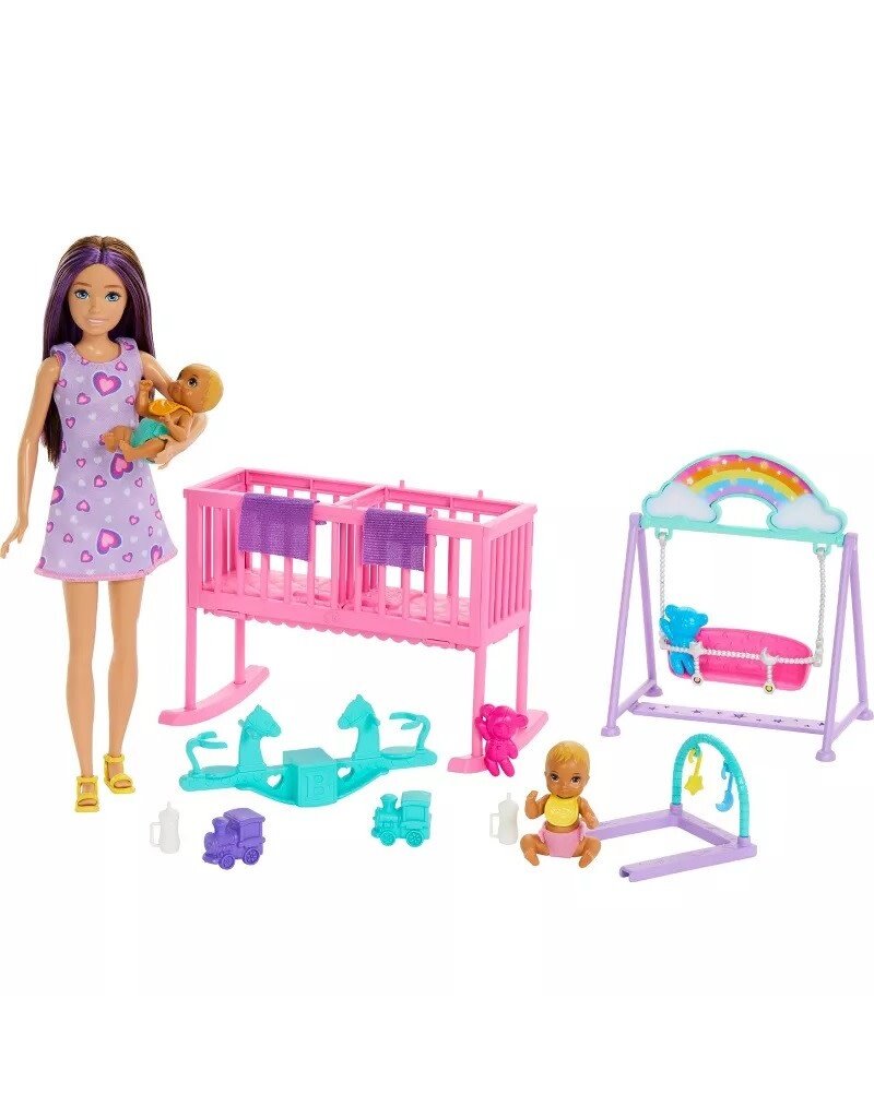BARBIE MTL HXM99 BARBIE SKIPPER BABYSITTER DOLL WITH TWIN NURSERY PLAYSET & ACCESSORIES