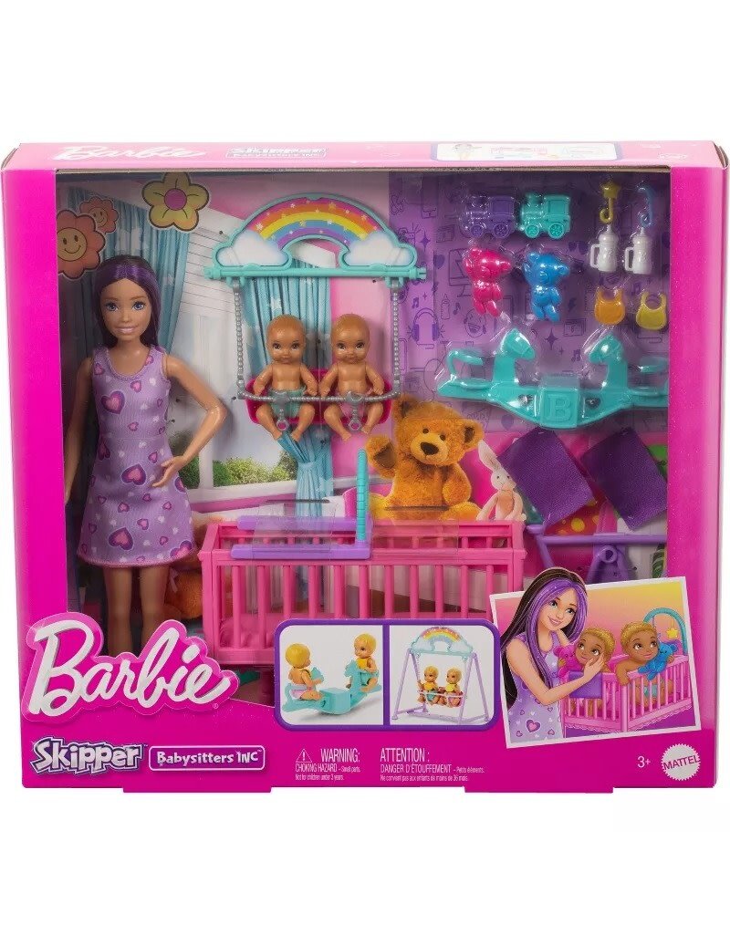 BARBIE MTL HXM99 BARBIE SKIPPER BABYSITTER DOLL WITH TWIN NURSERY PLAYSET & ACCESSORIES