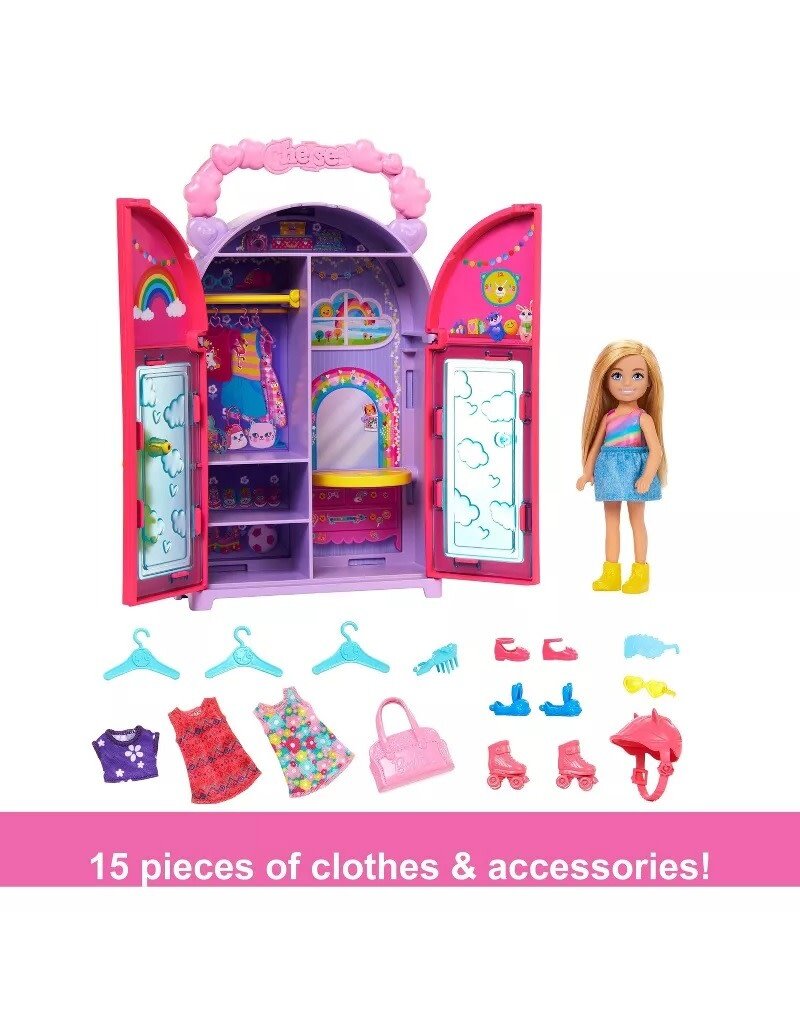 BARBIE MTL HXN03 BARBIE CHELSEA DOLL & CLOSET TOY PLAYSET WITH CLOTHES & ACCESSORIES