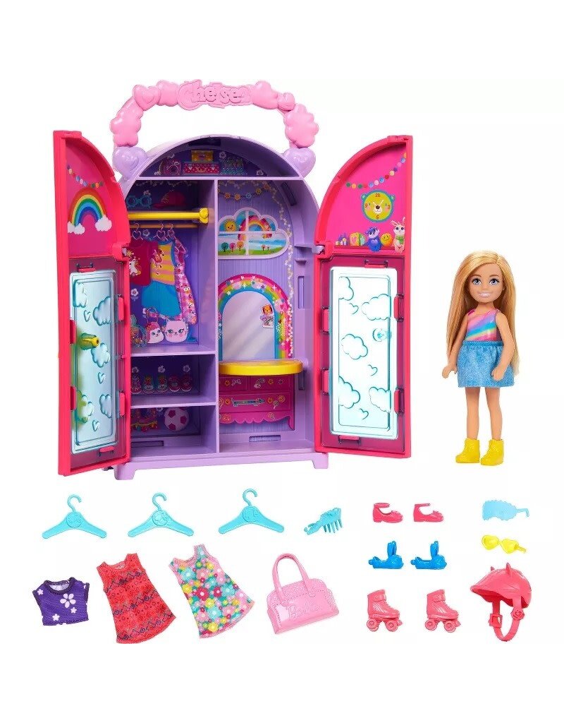 BARBIE MTL HXN03 BARBIE CHELSEA DOLL & CLOSET TOY PLAYSET WITH CLOTHES & ACCESSORIES