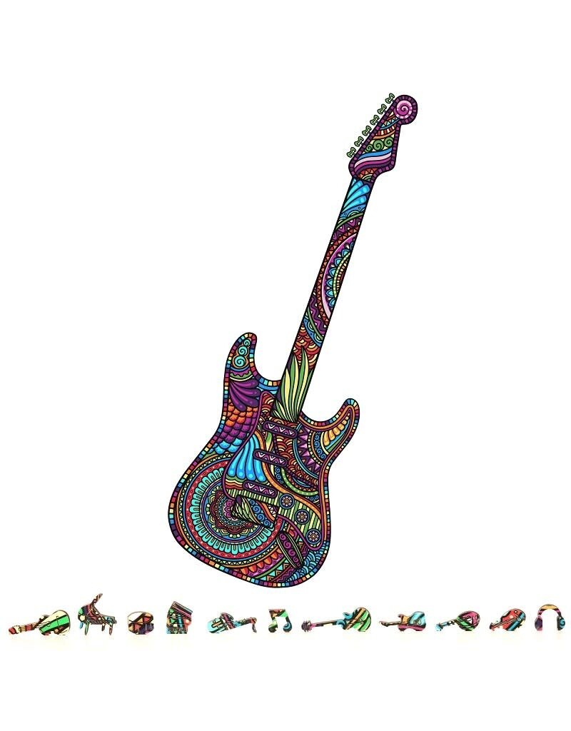 ZENCHALET ZCPG200 GUITAR WOODEN PUZZLE, 200 PCS