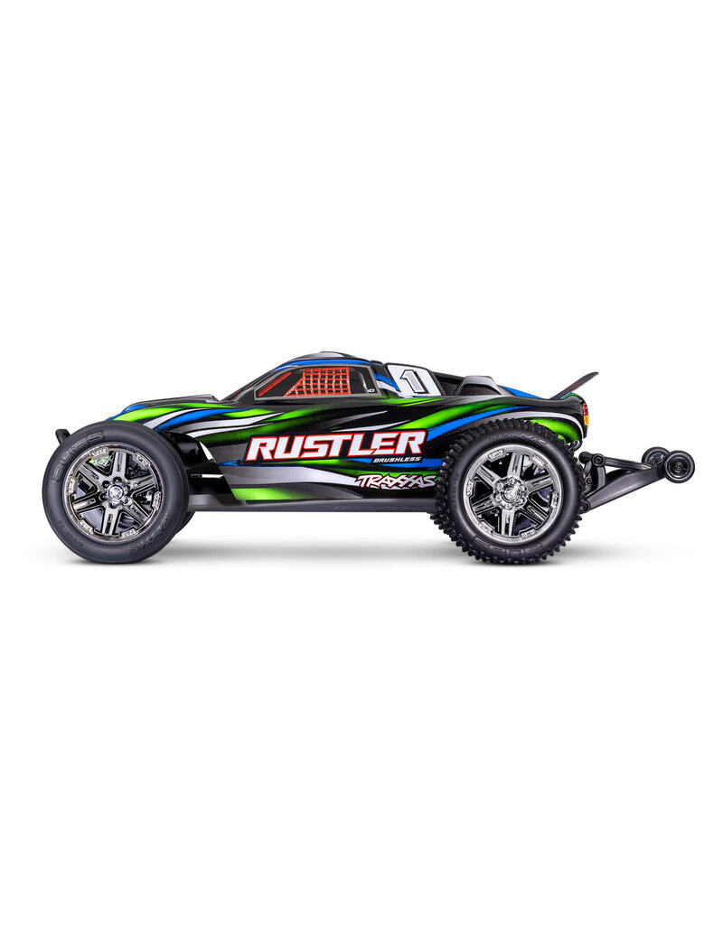 TRAXXAS TRA37354-4-GRN 1/10 RUSTLER 2WD BL-2S HD RTR STADIUM TRUCK: GREEN