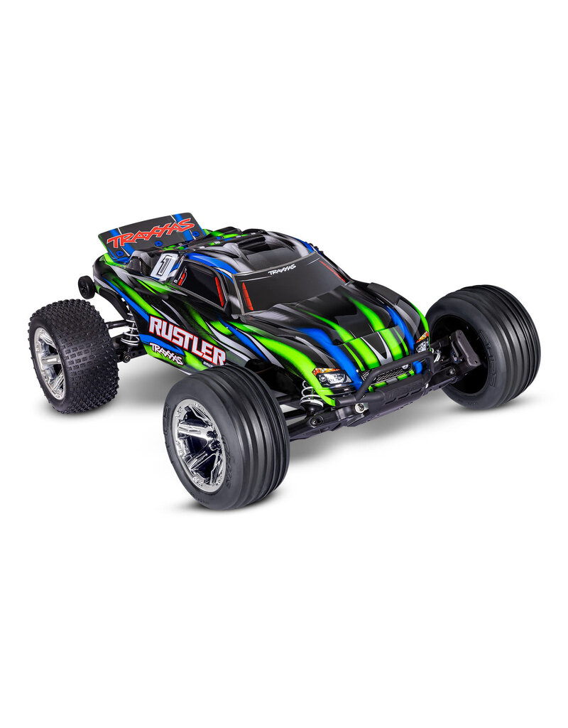 TRAXXAS TRA37354-4-GRN 1/10 RUSTLER 2WD BL-2S HD RTR STADIUM TRUCK: GREEN