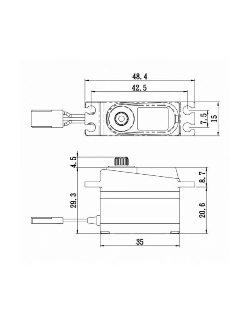 SAVOX SAVSV1250MGP HIGH VOLTAGE MICRO TAIL SERVO W/SOFT START, 0.095SEC / 111.1OZ @ 7.4V