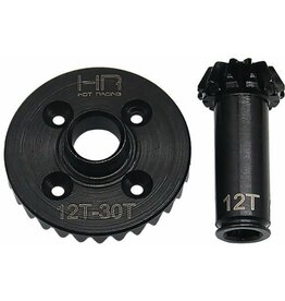 HOT RACING HRAGRM9302F 30/12T STEEL HELICAL DIFFERENTIAL RING/PINION FRONT GEAR SET FOR ARRMA GROM