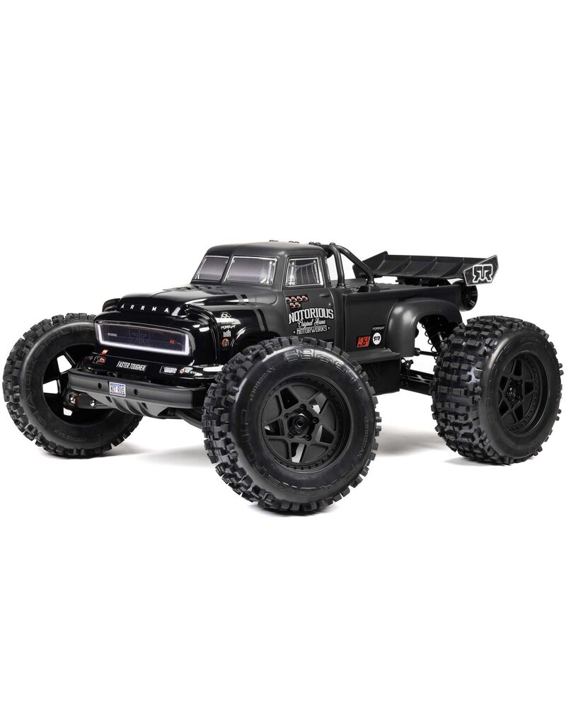 ARRMA ARA8611V6T1 1/8 NOTORIOUS 6S 4X4 RTR BRUSHLESS STUNT TRUCK, BLACK