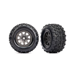 TRAXXAS TRA10771-GRAY T&W GRAY WHL SLDGEHMMR TIRES