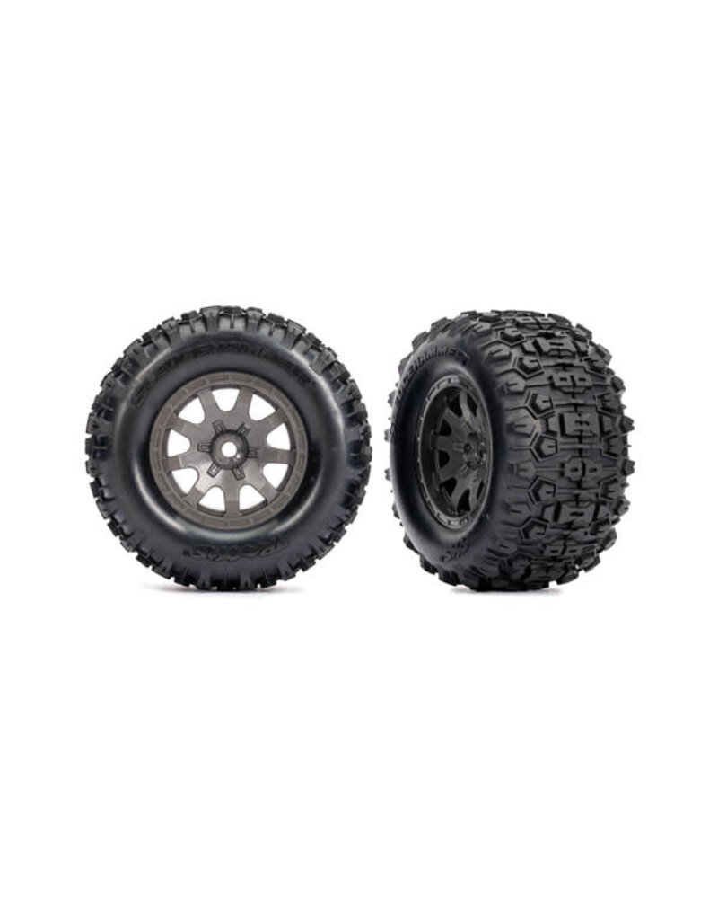 TRAXXAS TRA10771-GRAY T&W GRAY WHL SLDGEHMMR TIRES
