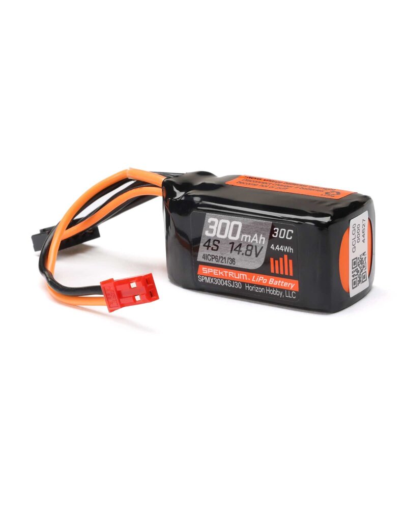 SPEKTRUM SPMX3004SJ30 4S LIPO 14.8V 300MAH 30C BATTERY: JST