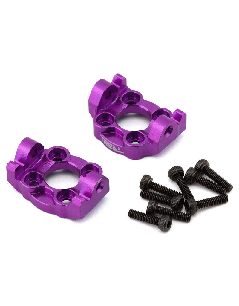 TREAL TRLX0042ZKP5P LOSI MINI LMT ALUMINUM FRONT C HUB SPINDLE CARRIERS (PURPLE) (2) (0 DEGREE)