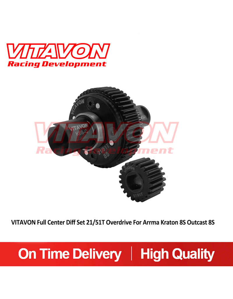 VITAVON VTN0X0X0XOD FULL CENTER DIFF SET 21/51T OVERDRIVE FITS FOR VITAVON CENTER TRANSMISSION FOR ARRMA KRATON 8S OUTCAST 8S - VITAVON