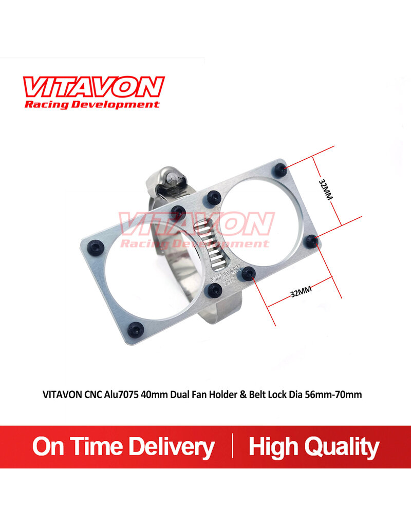 VITAVON VTNDBXL178 ALU7075 DUAL 40MM FAN HOLDER & BELT LOCK DIA 56-70MM