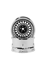 DS RACING DSC-DE-314 ELEMENT MESH DRIFT WHEELS (BLACK W/CHROME LIP & BLACK RIVETS) (ADJUSTABLE OFFSET) W/12MM HEX (2)