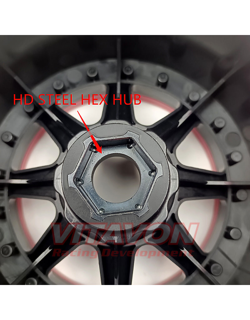 VITAVON VTNXOXOLW  LIGHT WEIGHT WHEEL COMES WITHOUT BEADLOCK RING WORKS WITH PLASTIC RING FROM PRO-LINE 10151-13 FOR ARRMA KRATON 8S/ LOSI DBXL ,SELLS AS ONE PAIR