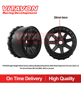 VITAVON VTNXOXOLW  LIGHT WEIGHT WHEEL COMES WITHOUT BEADLOCK RING WORKS WITH PLASTIC RING FROM PRO-LINE 10151-13 FOR ARRMA KRATON 8S/ LOSI DBXL ,SELLS AS ONE PAIR