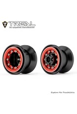 TREAL TRLX004D66RRD 7075 ALUMINUM BEADLOCK WHEELS FOR TRAXXAS® TRX-4MT™ (BLACK/RED) (4)
