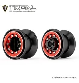 TREAL TRLX004D66RRD 7075 ALUMINUM BEADLOCK WHEELS FOR TRAXXAS® TRX-4MT™ (BLACK/RED) (4)