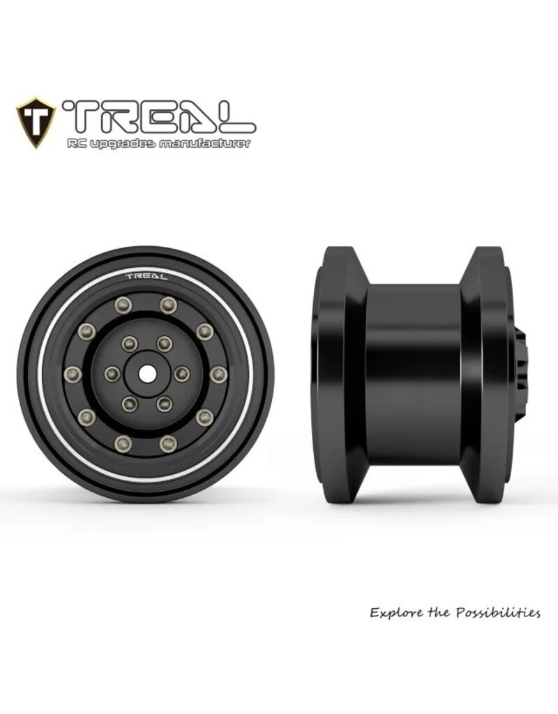 TREAL TRLX004D66RPZ 7075 ALUMINUM BEADLOCK WHEELS FOR TRAXXAS® TRX-4MT™ (BLACK/BLACK) (4)