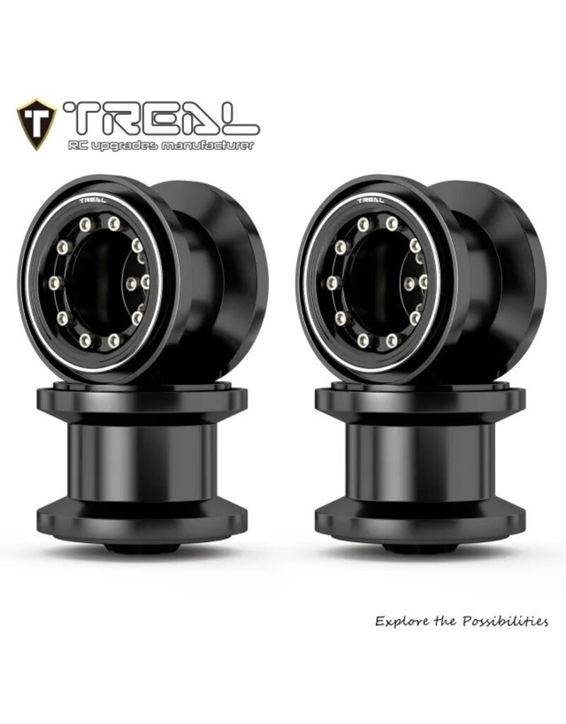 TREAL TRLX004D66RPZ 7075 ALUMINUM BEADLOCK WHEELS FOR TRAXXAS® TRX-4MT™ (BLACK/BLACK) (4)