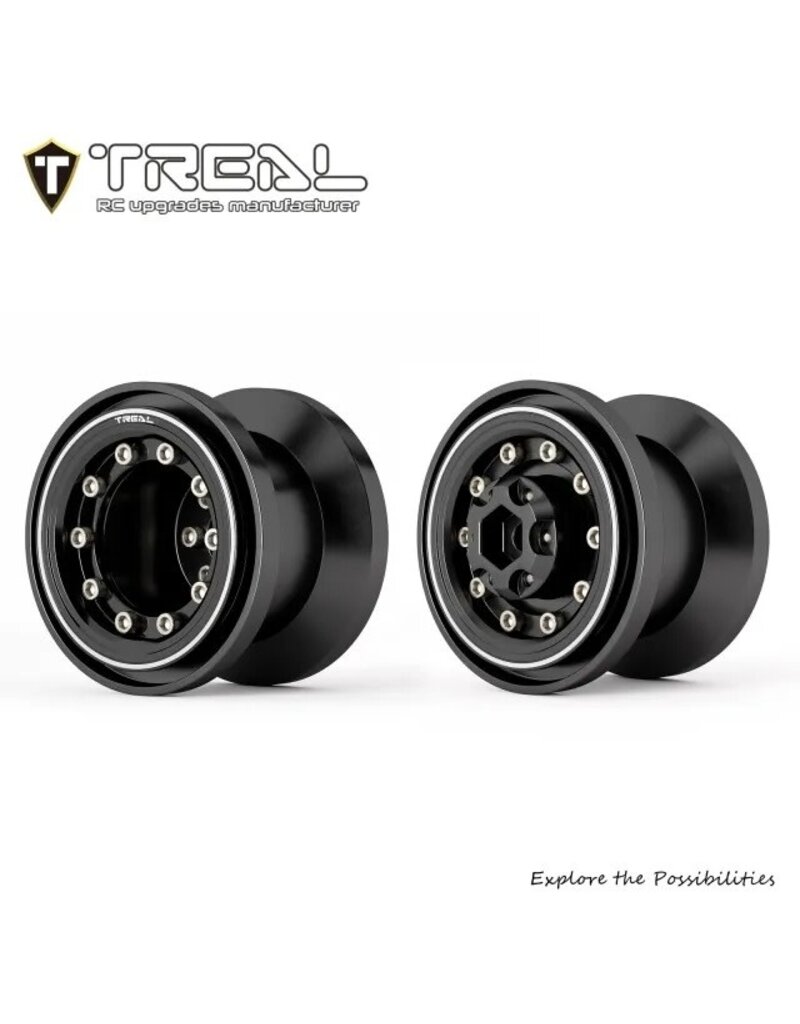 TREAL TRLX004D66RPZ 7075 ALUMINUM BEADLOCK WHEELS FOR TRAXXAS® TRX-4MT™ (BLACK/BLACK) (4)
