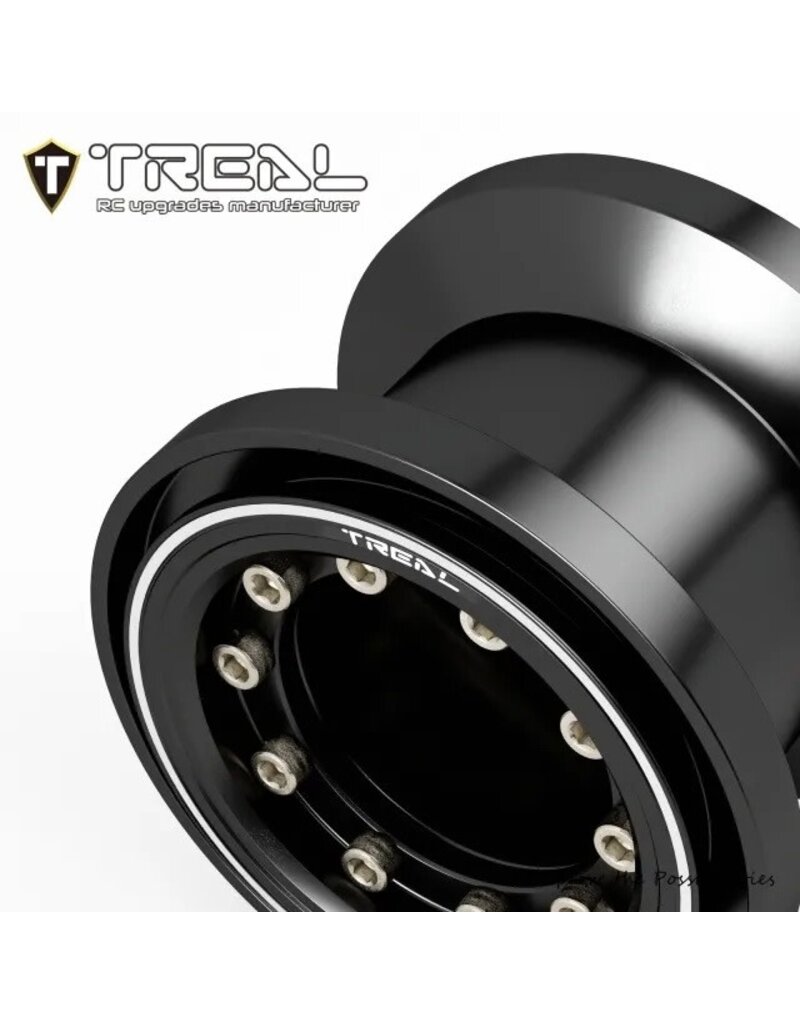 TREAL TRLX004D66RPZ 7075 ALUMINUM BEADLOCK WHEELS FOR TRAXXAS® TRX-4MT™ (BLACK/BLACK) (4)
