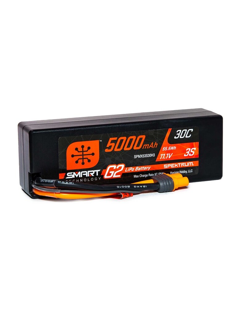 SPEKTRUM SPMX53S30H3 3S LIPO 11.1V 5000MAH 30C SMART G2 HARDCASE BATTERY: IC3
