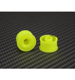 PN RACING PN MR2089R1-19 2WD DELRIN FORMULA 11X19MM FLANGED REAR WHEELS 1MM OFFSET: YELLOW (2)