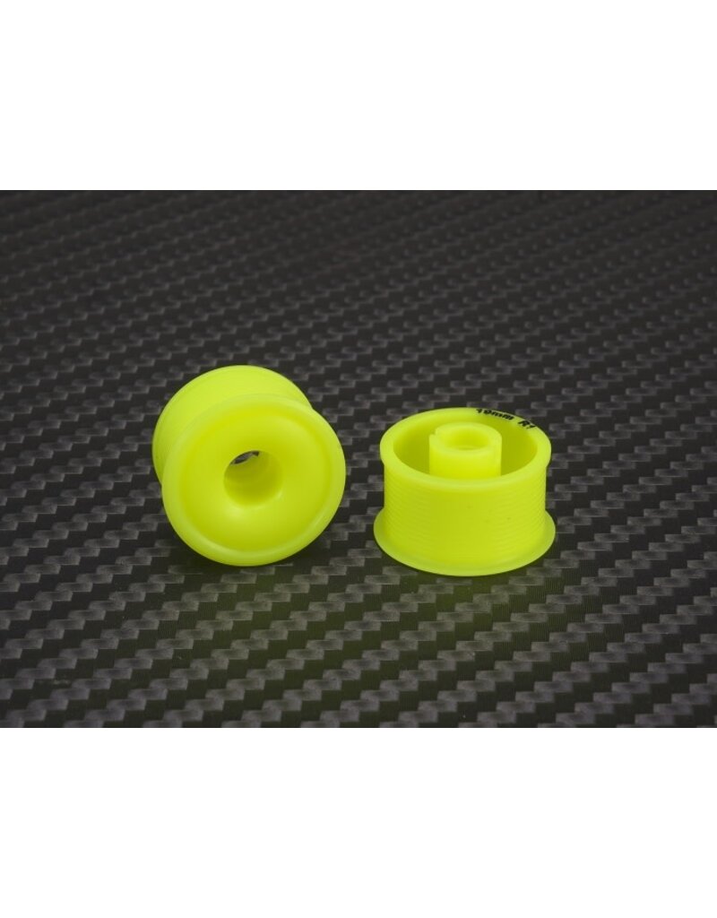 PN RACING PN MR2089R1-19 2WD DELRIN FORMULA 11X19MM FLANGED REAR WHEELS 1MM OFFSET: YELLOW (2)
