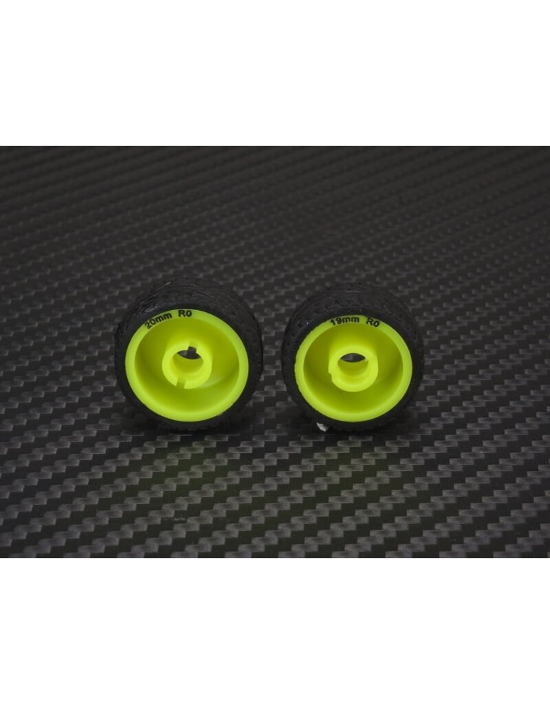 PN RACING PN MR2089R1-19 2WD DELRIN FORMULA 11X19MM FLANGED REAR WHEELS 1MM OFFSET: YELLOW (2)