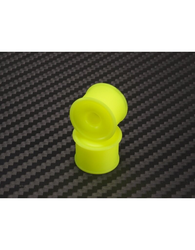 PN RACING KEN PNMA4089R14-19 MINI-Z AWD MACHINE CUT DELRIN YELLOW FORMULA 14X19MM FLSNGED WHEEL R14