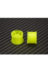 PN RACING KEN PNMA4089R14-19 MINI-Z AWD MACHINE CUT DELRIN YELLOW FORMULA 14X19MM FLSNGED WHEEL R14
