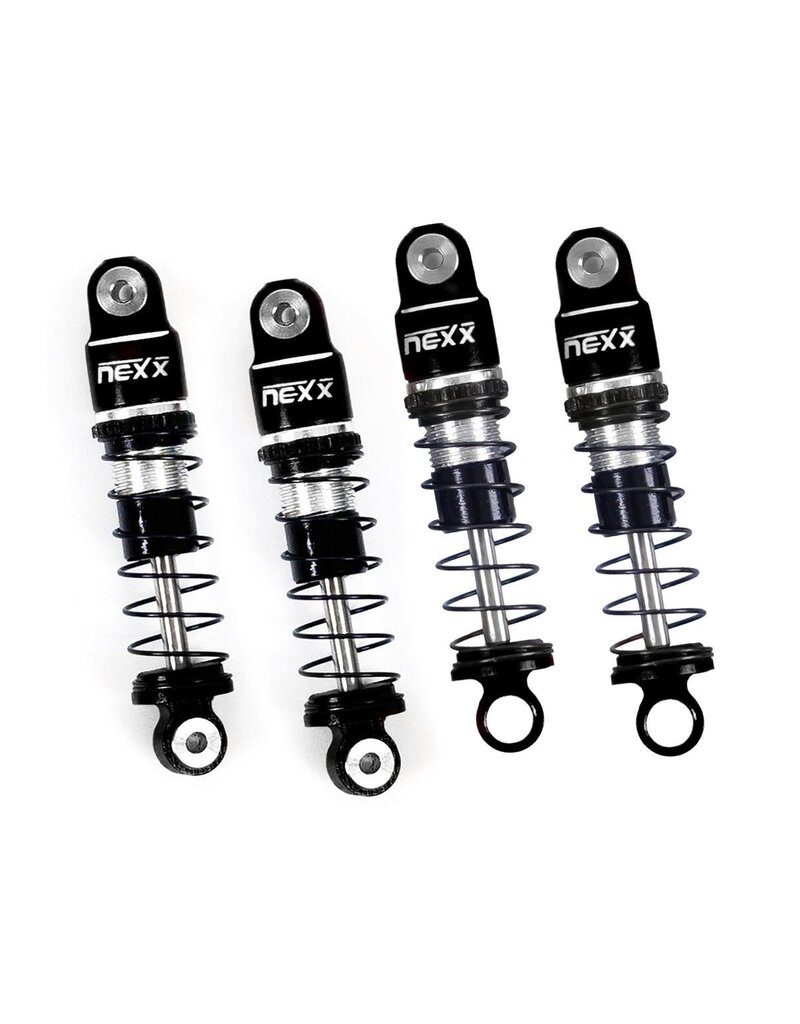 NEXX RACING NX-456-B  LOSI™ MICRO-B PRE-ASSEMBLED ALUMINUM OIL-FILLED SHOCKS (BLACK) (4) (FRONT & REAR)