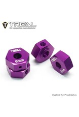 TREAL TRLX00445ZWL5 LOSI MINI LMT ALUMINUM 12MM WHEEL HEX ADAPTORS (PURPLE) (4) (6MM OFFSET)