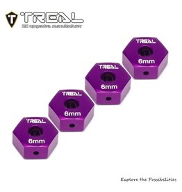 TREAL TRLX00445ZWL5 LOSI MINI LMT ALUMINUM 12MM WHEEL HEX ADAPTORS (PURPLE) (4) (6MM OFFSET)
