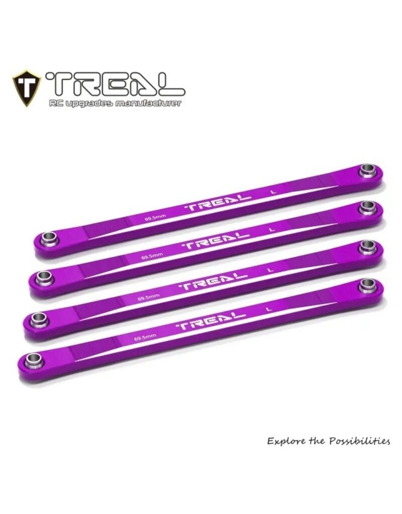 TREAL TRLX0043FMFMZ LOSI MINI LMT ALUMINUM LOWER SUSPENSION LINKS (PURPLE) (4)