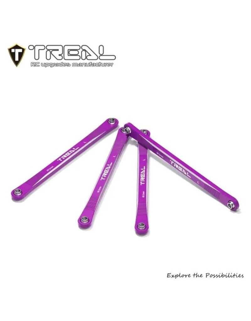TREAL TRLX0043FMFMZ LOSI MINI LMT ALUMINUM LOWER SUSPENSION LINKS (PURPLE) (4)